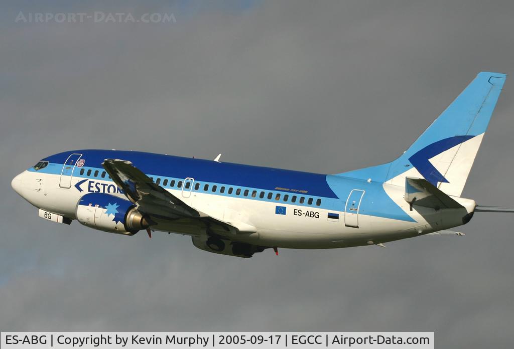 ES-ABG, 1992 Boeing 737-505 C/N 25790, Soaring away from 24L.