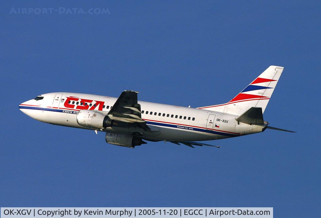 OK-XGV, 1992 Boeing 737-5H6 C/N 26445, Fine looking CSA 737 shooting out of MAN's 24L.