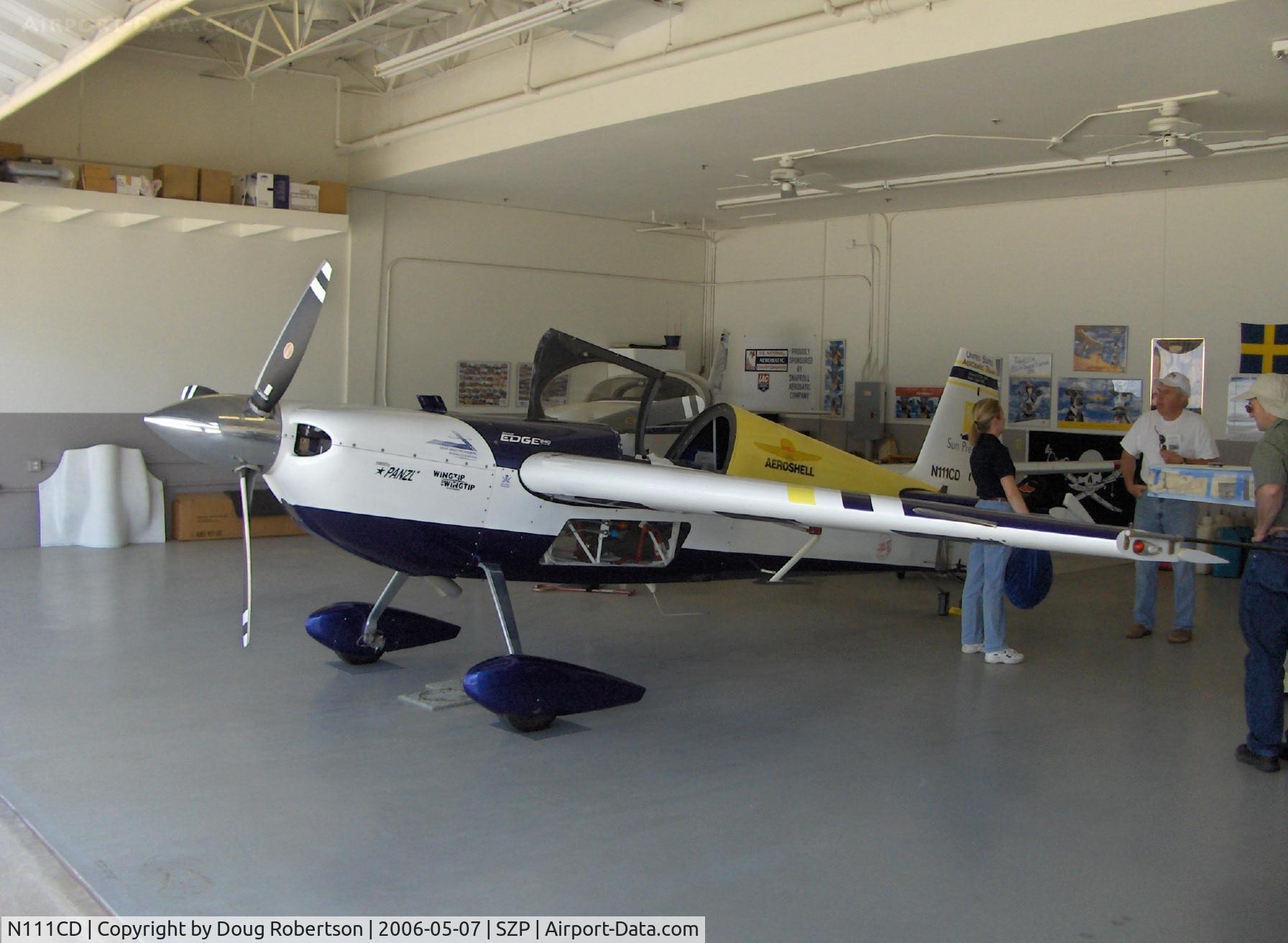 N111CD, 1999 Zivko Edge 540 C/N 0026, 1999 Zivco EDGE 540, Lycoming AEIO-540 330 Hp, in Vicki's hangar, Vicki Cruse-President International Aerobatic Club