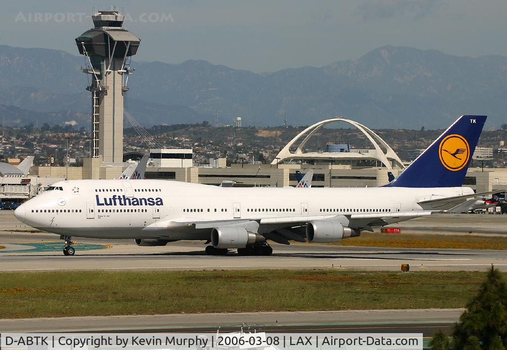 D-ABTK, 2001 Boeing 747-430 C/N 29871, Just landed at LAX.
