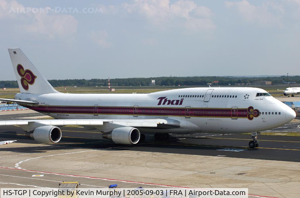 HS-TGP, 1994 Boeing 747-4D7 C/N 26610, Thai beauty rolling along at Frankfurt.