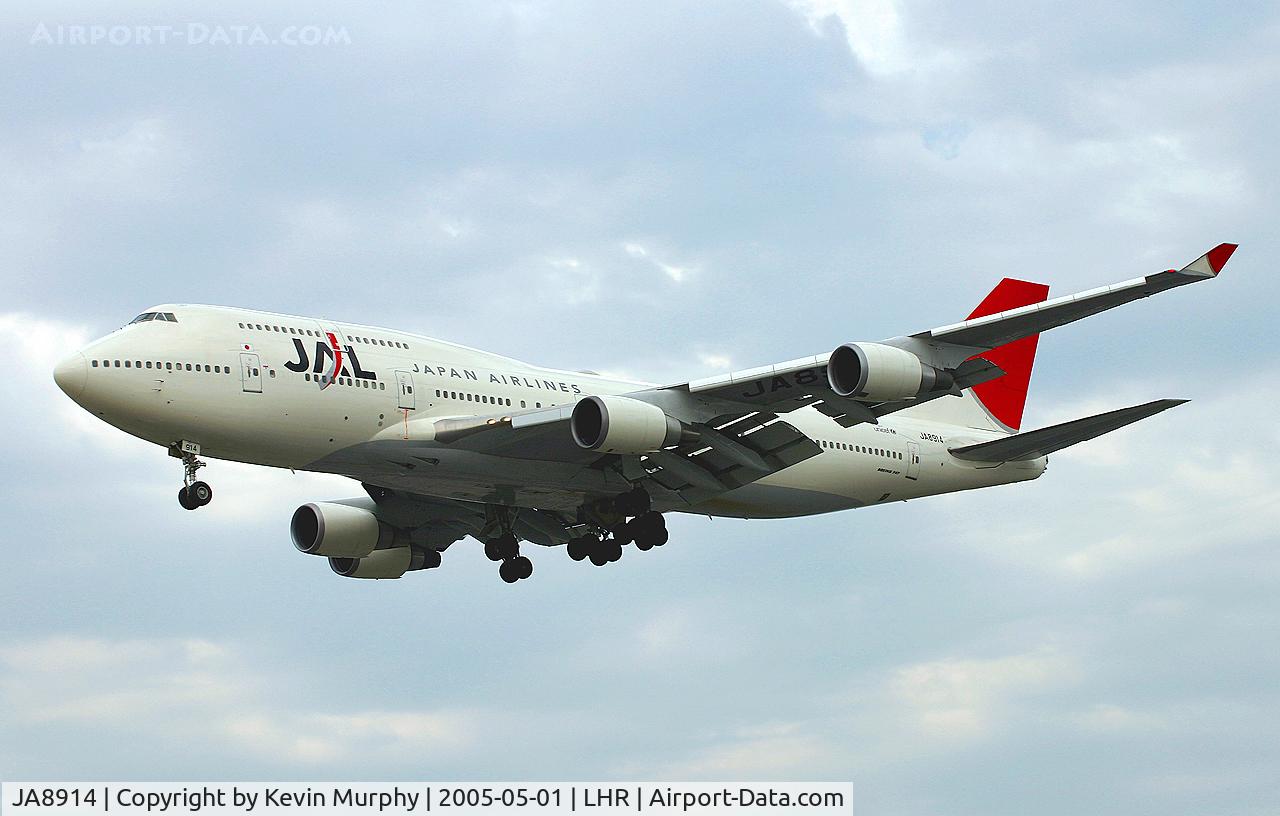 JA8914, 1998 Boeing 747-446 C/N 26360, Japanese heavy to 27R.