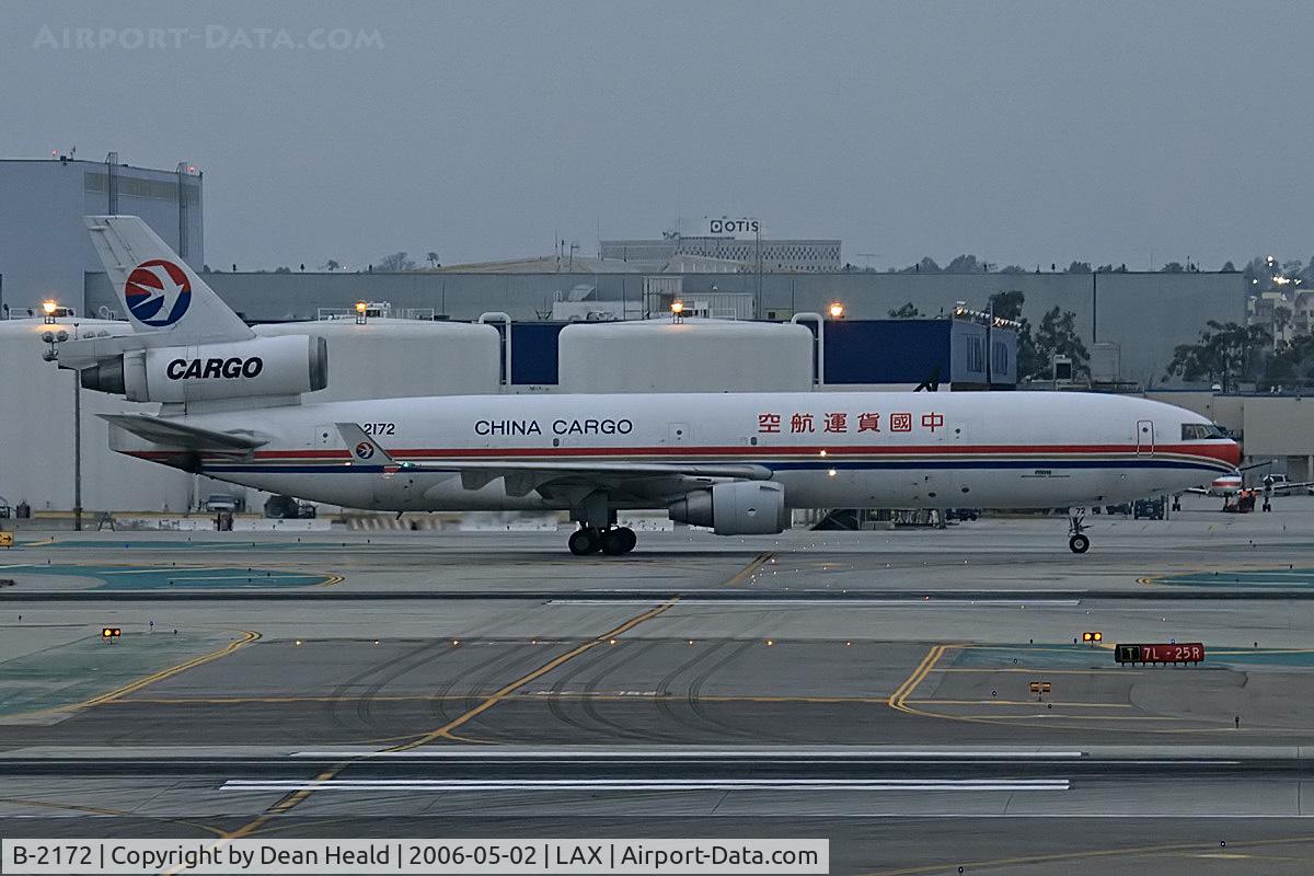 B-2172, 1992 McDonnell Douglas MD-11 C/N 48496, Evening shot of China Cargo B-2172 taxiing to the Imperial cargo terminal after arriving on the North Complex.