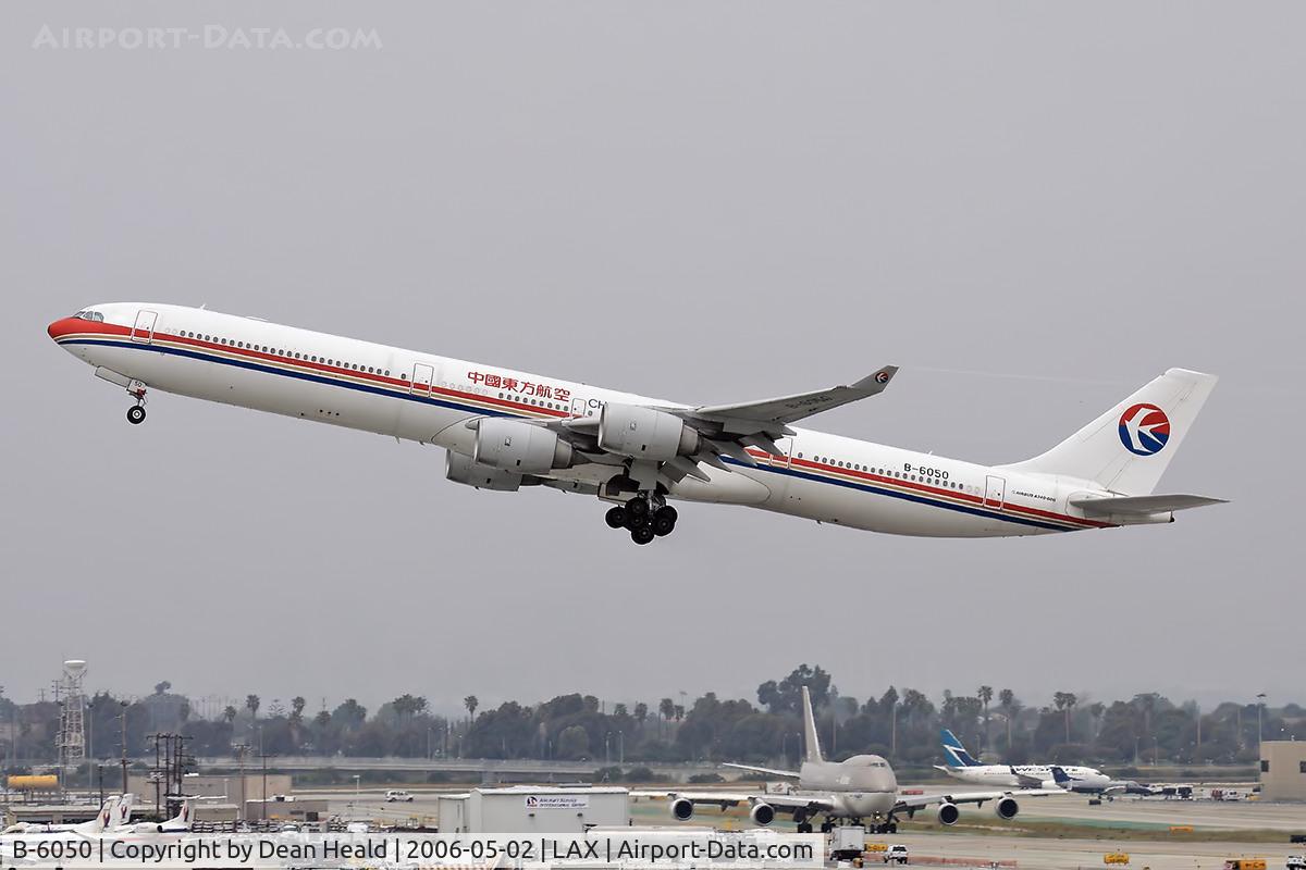 B-6050, 2002 Airbus A340-642 C/N 468, China Eastern B-6050 departing LAX RWY 25R.