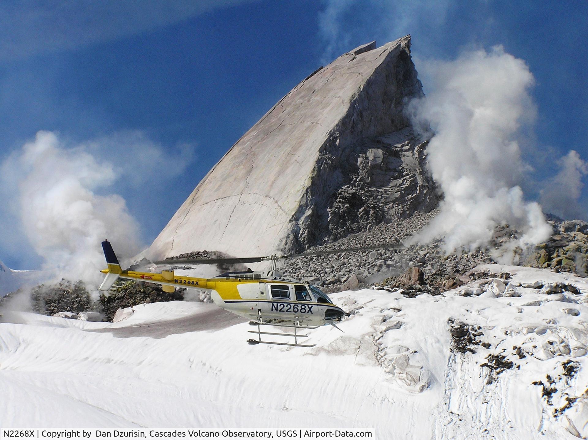 N2268X, Bell 206B JetRanger III C/N 3607,  Rock Slab Growing at Mt. St. Helens Volcano