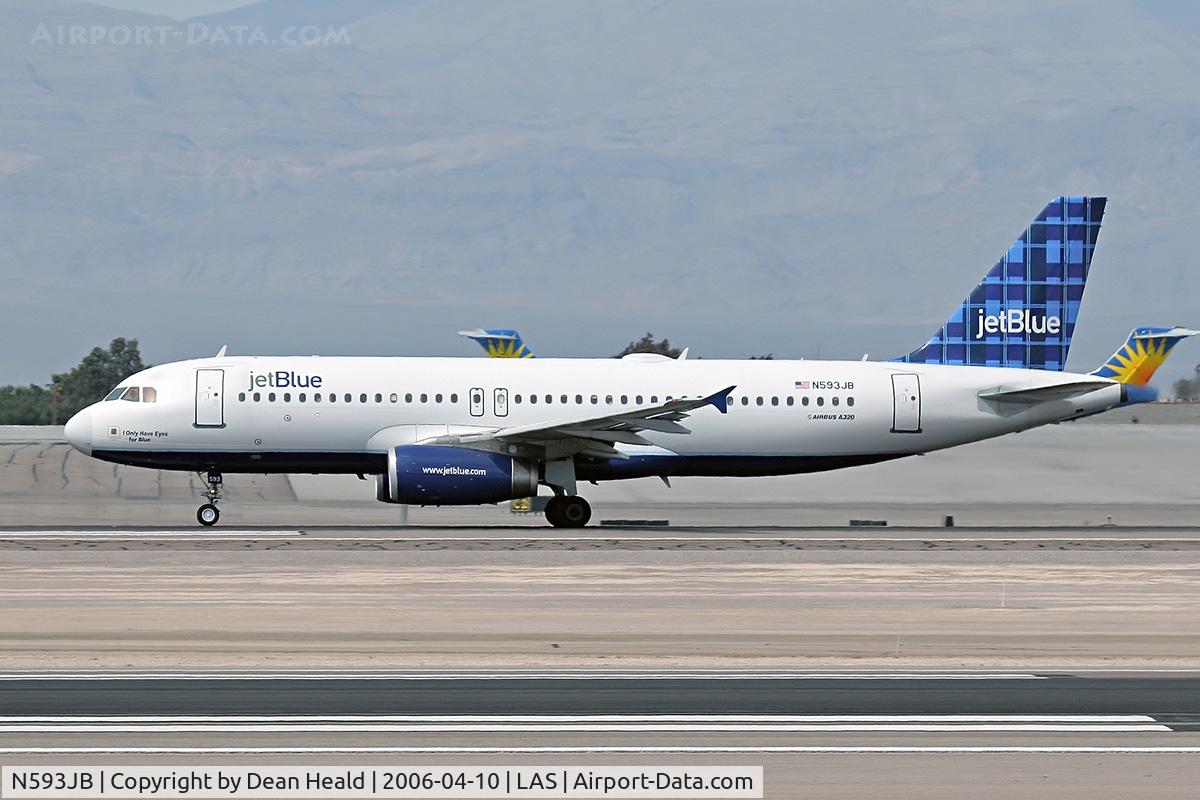 N593JB, 2004 Airbus A320-232 C/N 2280, Jet Blue N539JB on RWY 25R beginning her takeoff roll.