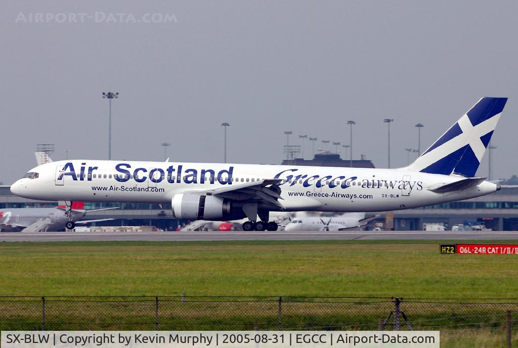 SX-BLW, 1989 Boeing 757-236 C/N 24397, Greek-Scottish 757 arriving in Manchester.