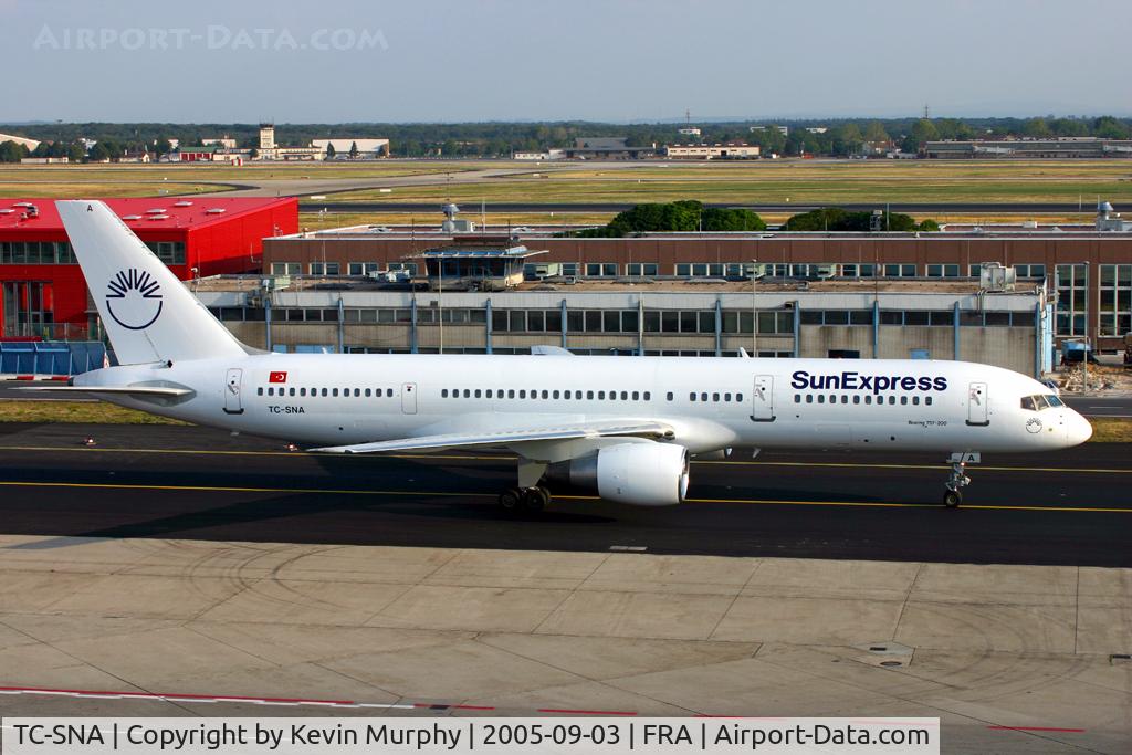 TC-SNA, 1993 Boeing 757-2Q8 C/N 25624, Turkish 757 passing the terrace at Frankfurt.