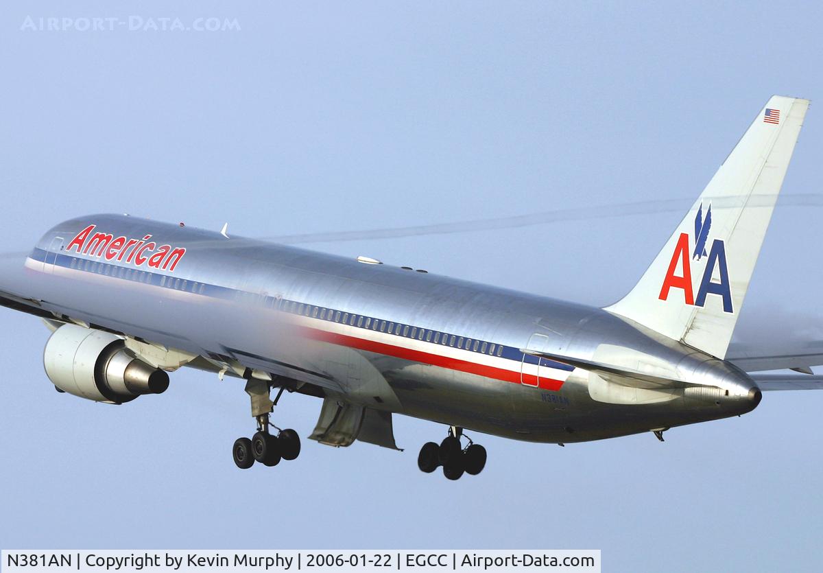 N381AN, 1993 Boeing 767-323 C/N 25450, Misty departure from 24L.