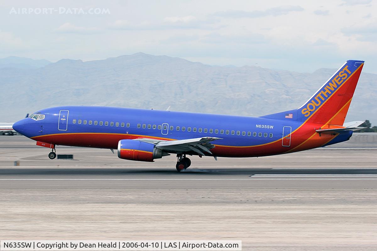 N635SW, 1996 Boeing 737-3H4 C/N 27708, Southwest Airlines N635SW touching down on RWY 25L.