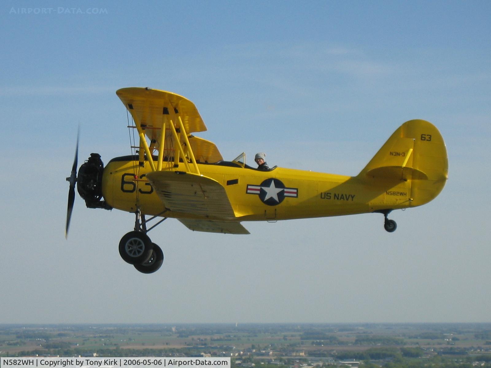 N582WH, 1940 Naval Aircraft Factory N3N-3 C/N 2003, My friend Bill flying the N3N he restored.