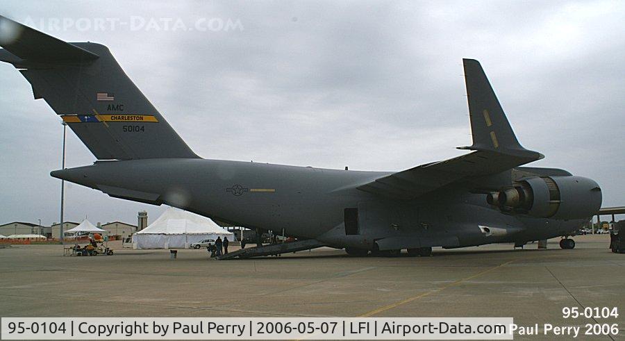 95-0104, 1995 McDonnell Douglas C-17A Globemaster III C/N P-29, Here comes the rain, and her ramp is still down