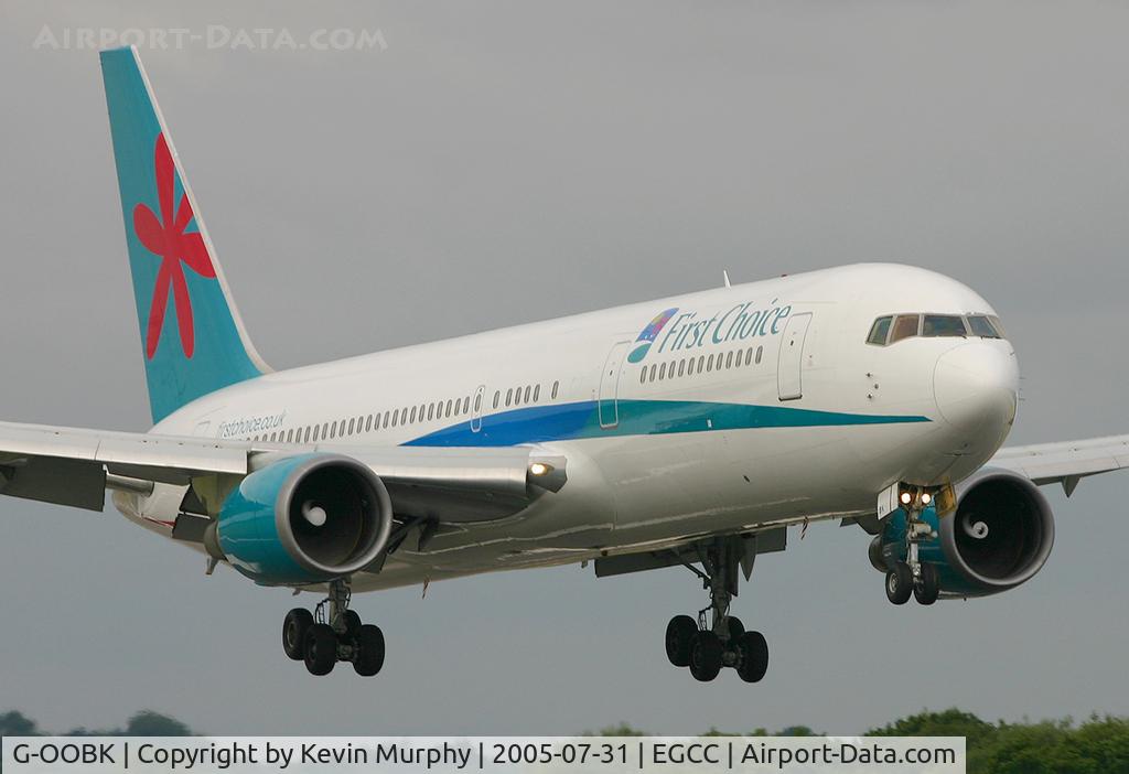 G-OOBK, 1995 Boeing 767-324/ER C/N 27392, Drifting into MAN on 06R.