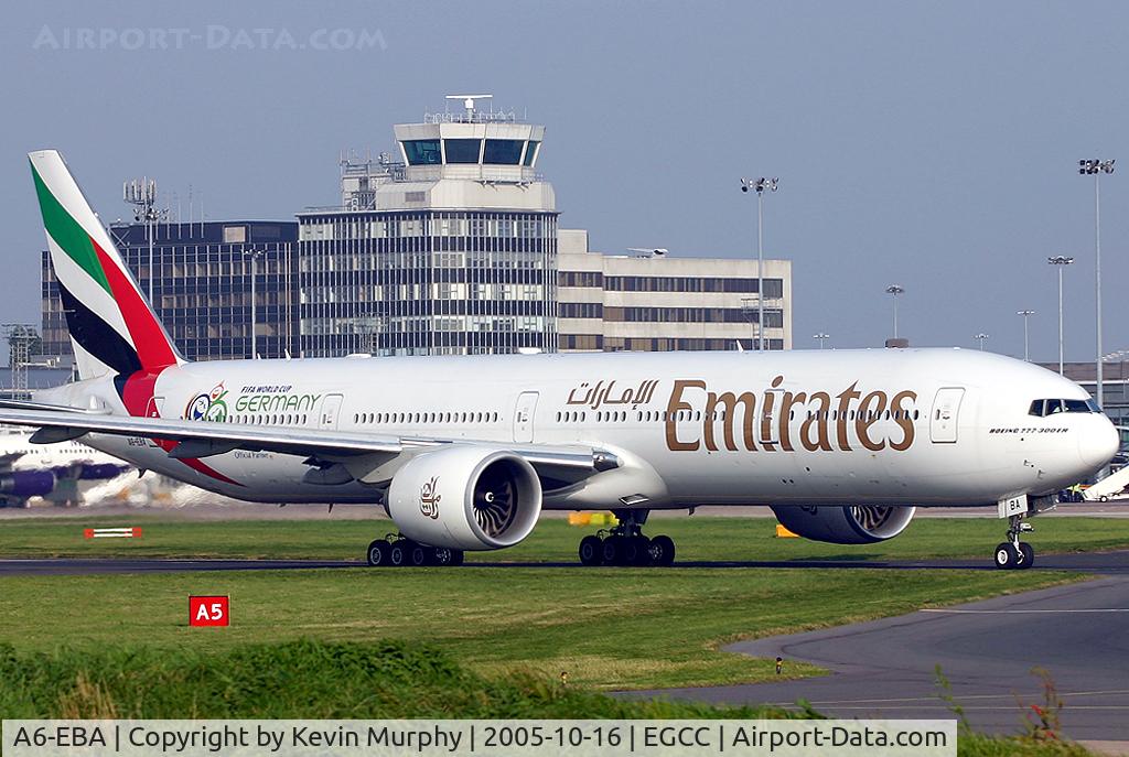 A6-EBA, 2005 Boeing 777-31H/ER C/N 32706, Heading out from the terminal.