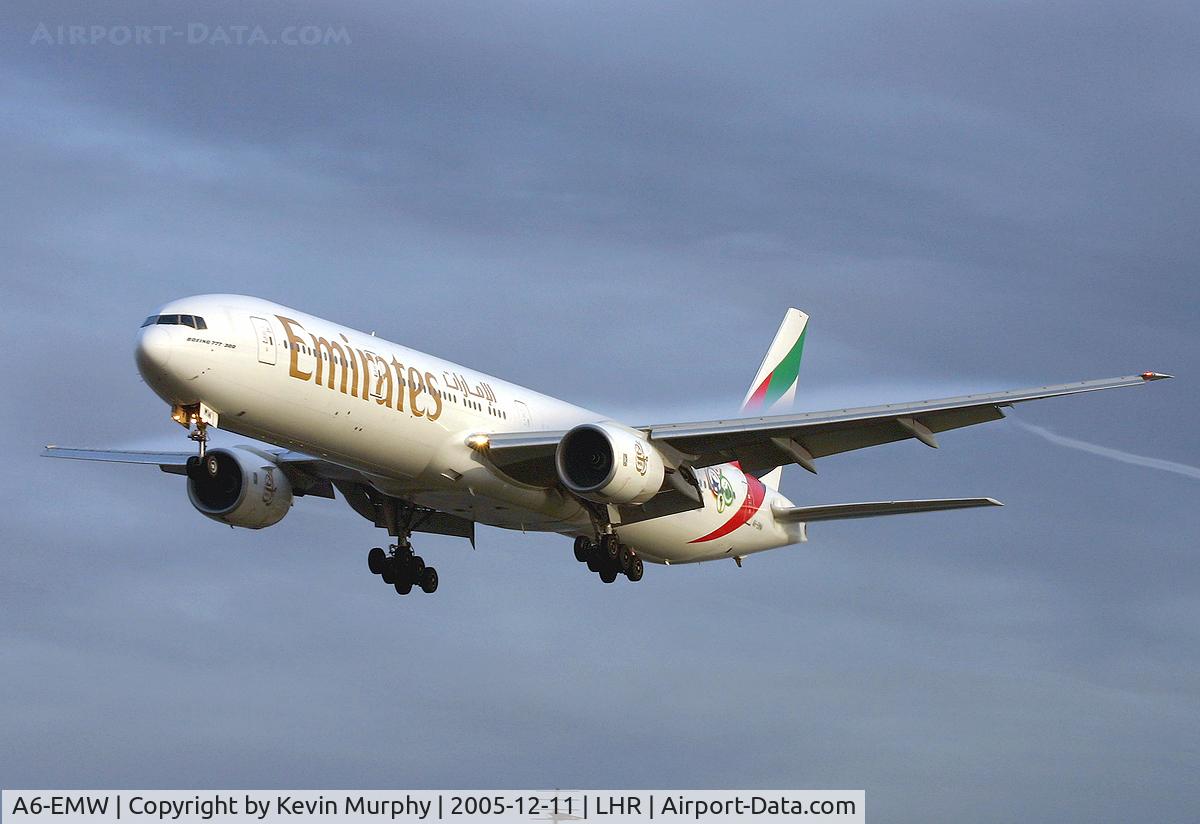 A6-EMW, 2003 Boeing 777-31H C/N 32700, Driving into Heathrows 27L.