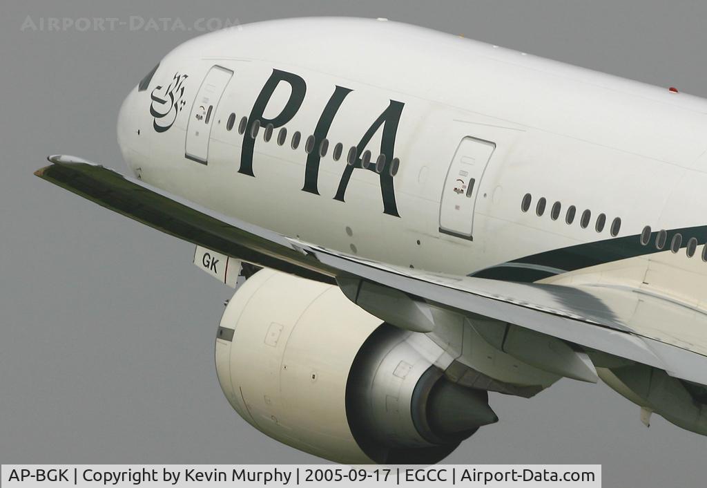 AP-BGK, 2004 Boeing 777-240/ER C/N 33776, Close up on nose section on take off.