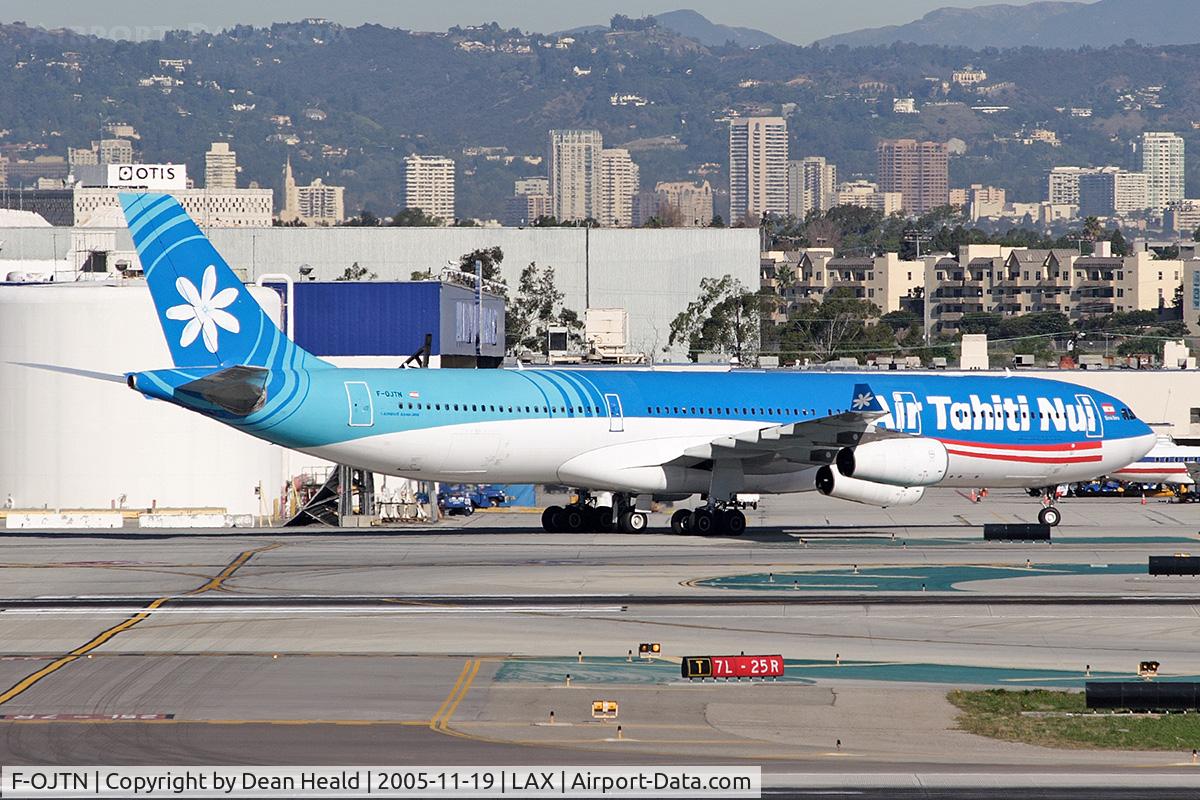 F-OJTN, 2001 Airbus A340-313 C/N 395, Air Tahiti Nui F-OJTN taxiing to the gate after arrival.
