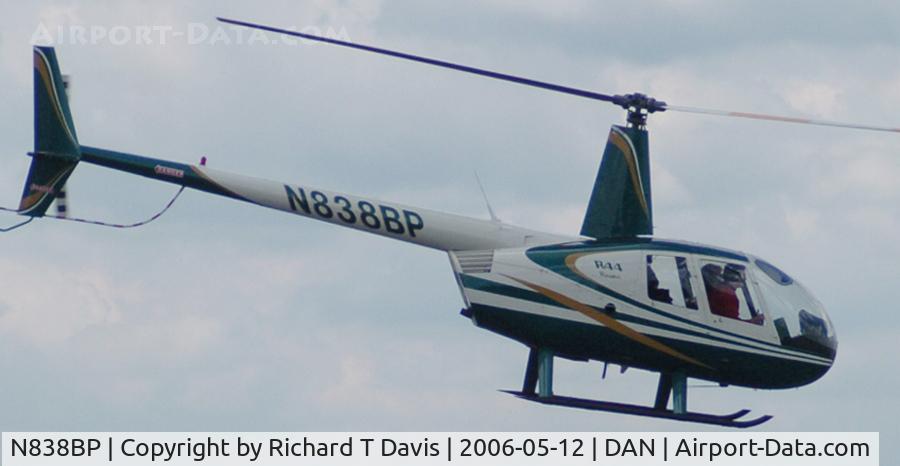 N838BP, 2001 Robinson R44 C/N 1108, 2001 Robinson R44 taking off from Danville Va. after a rest stop.