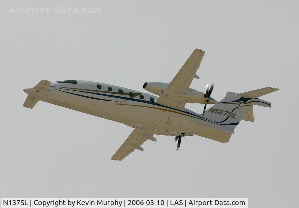 N137SL, 2005 Piaggio P-180 C/N 1102, Odd looking beastie on the way out of Vegas.