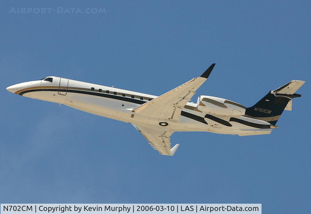 N702CM, 2005 Embraer EMB-135BJ Legacy C/N 14500925, Spendid looking jet leaving Las Vegas.