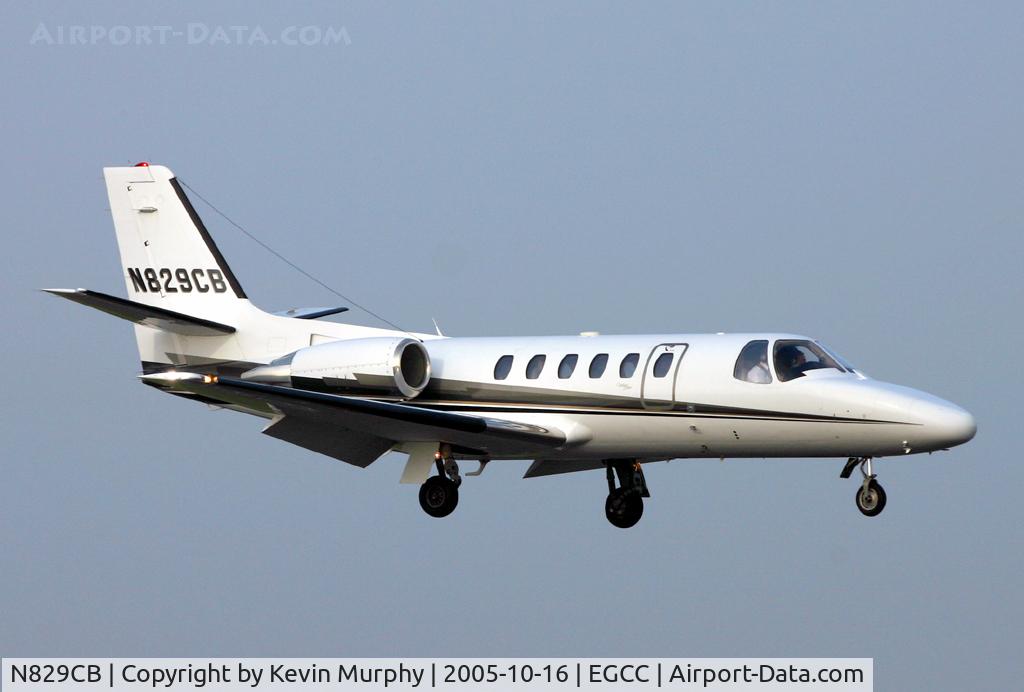 N829CB, 1998 Cessna 550 C/N 550-0829, Drifting into runway 06R.