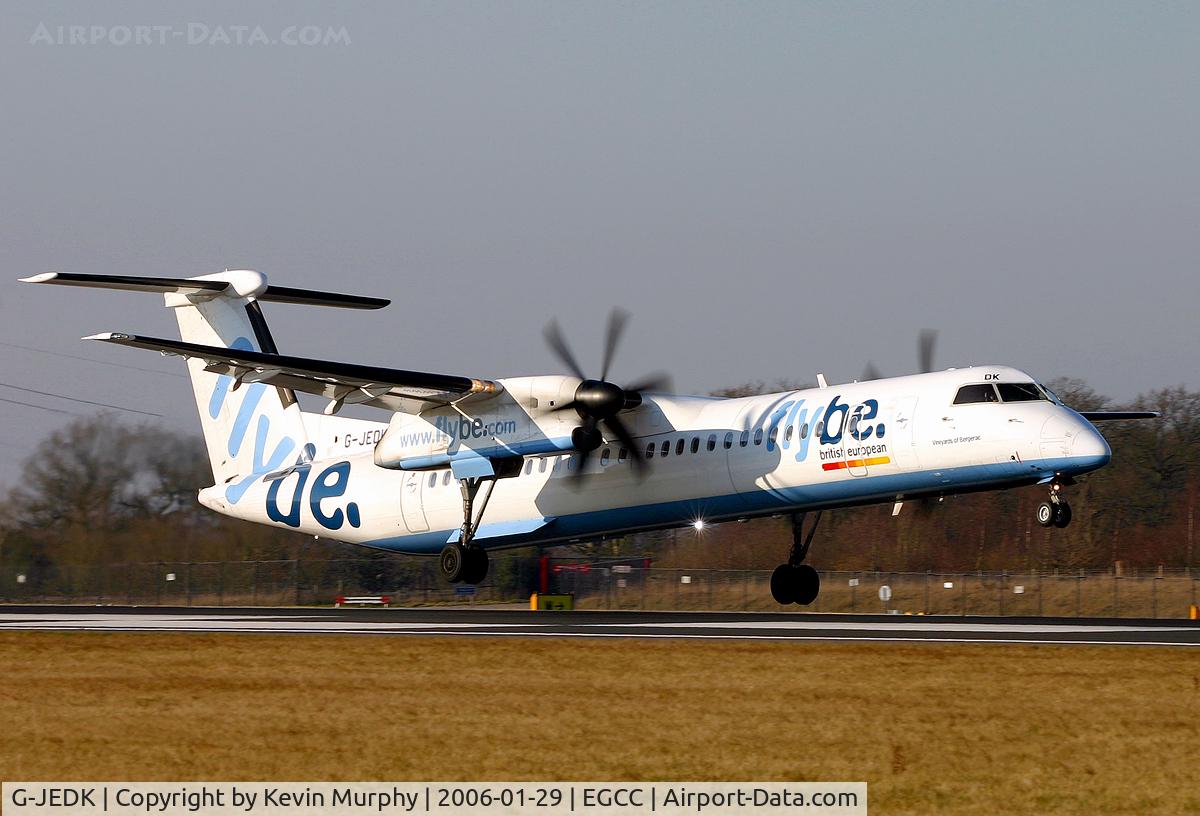 G-JEDK, 2002 De Havilland Canada DHC-8-402Q Dash 8 C/N 4065, Touch down on 06R.