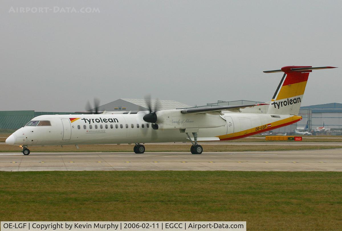 OE-LGF, 2002 De Havilland Canada DHC-8-402Q Dash 8 C/N 4068, Waiting at the threshold of 24L.