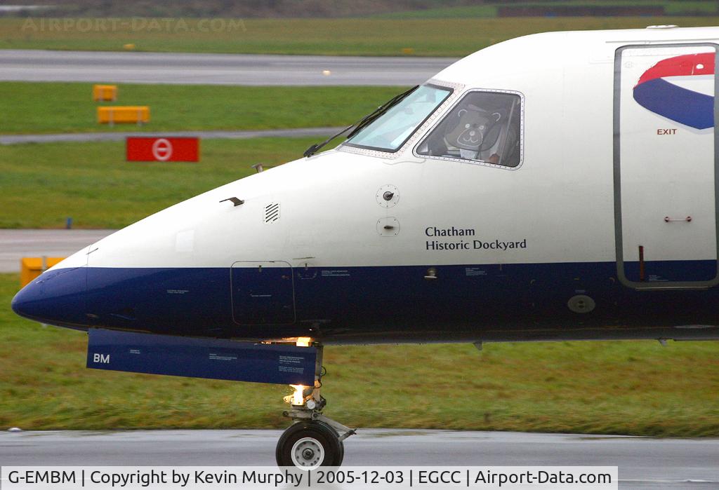G-EMBM, 1999 Embraer EMB-145EU (ERJ-145EU) C/N 145196, Teddy Bear window shade close up.