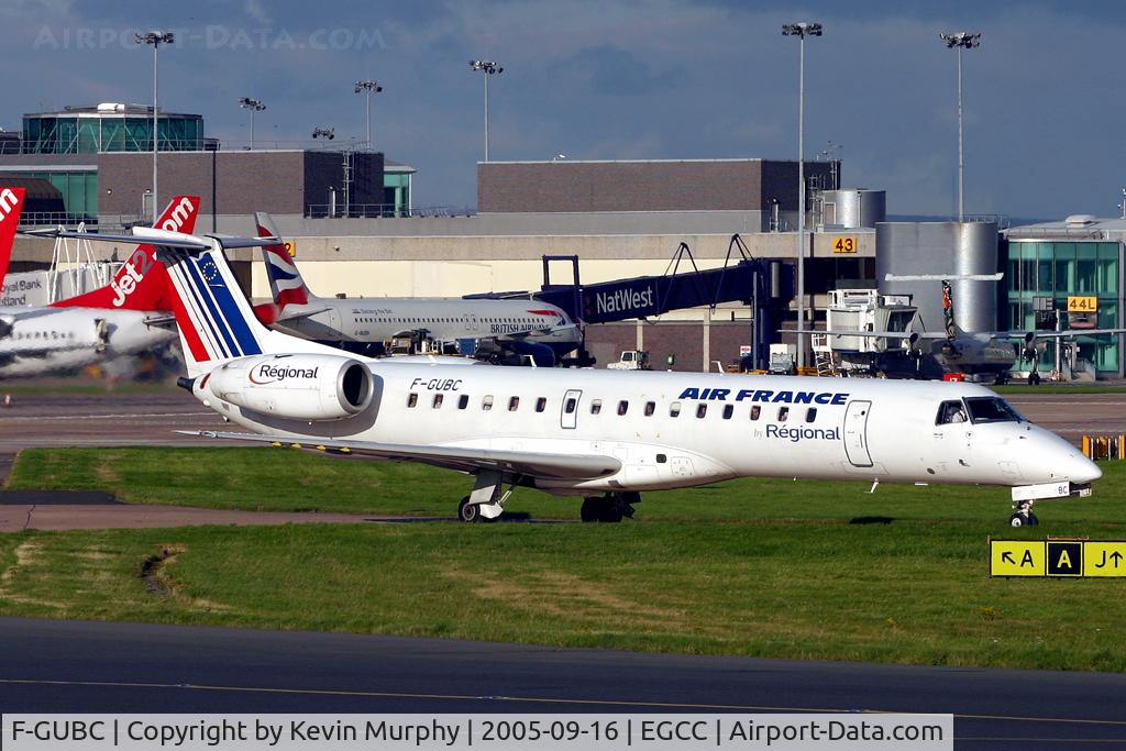 F-GUBC, 2002 Embraer ERJ-145LR (EMB-145LR) C/N 145556, Leavin the terminal area.
