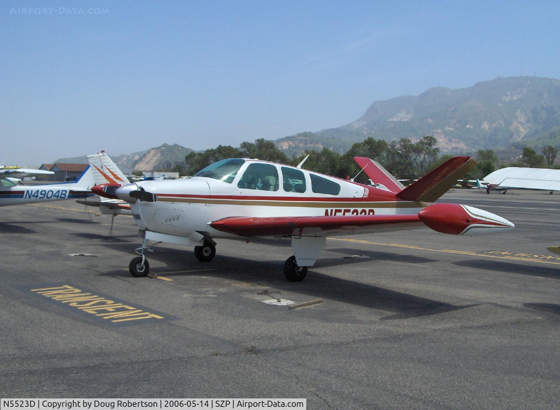 N5523D, 1957 Beech H35 Bonanza C/N D-5053, 1957 Beech H35 BONANZA, Continental O-470-G 240 hp, tip tanks increase range over original 40 gallons fuel, window mods