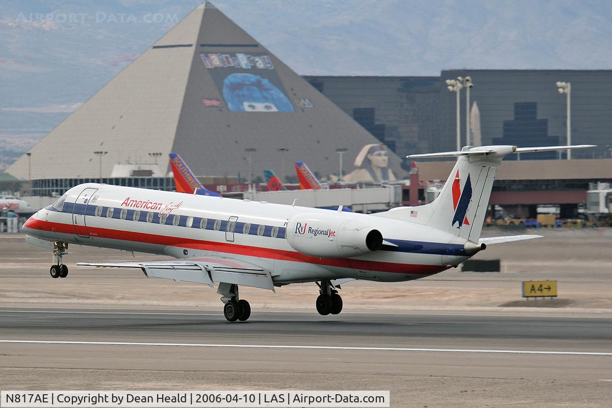 N817AE, 2002 Embraer ERJ-140LR (EMB-135KL) C/N 145554, American Eagle N817AE (FLT EGF105) arriving on RWY 25L after a 48-minute flight from Los Angeles Int'l (KLAX).