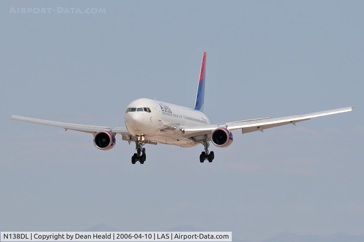 N138DL, 1991 Boeing 767-332 C/N 25409, Delta Airlines N138DL (FLT DAL224) on short-final to RWY 25L after a 4hr 10min flight from Hartsfield Jackson Atlanta Int'l (KATL).