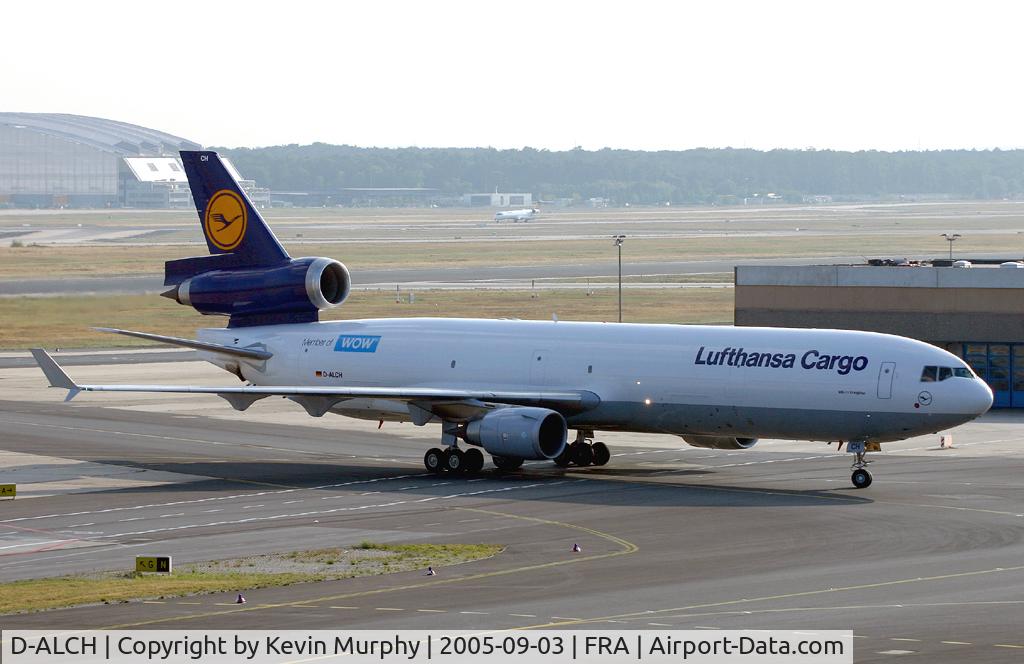 D-ALCH, 1999 McDonnell Douglas MD-11F C/N 48801, Lufthansa freight dog arriving at Frankfurt.