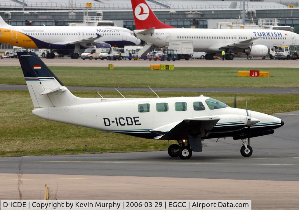 D-ICDE, 1982 Cessna T303 Crusader C/N T30300057, Leaving the exec ramp for take off.