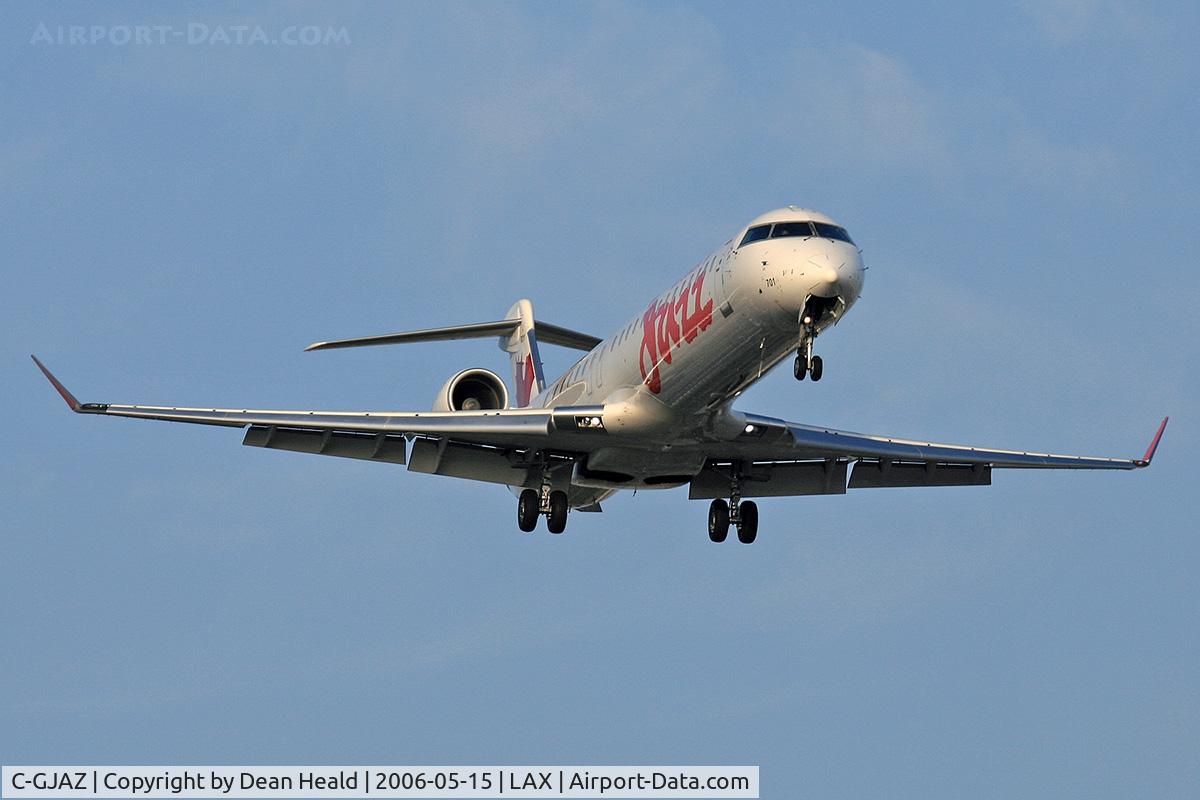 C-GJAZ, 2005 Canadair CRJ-705ER (CL-600-2D15) Regional Jet C/N 15036, Air Canada Jazz C-GJAZ (FLT JZA8529), originating from Edmonton Int'l (CYEG), on final approach to LAX RWY 24R.