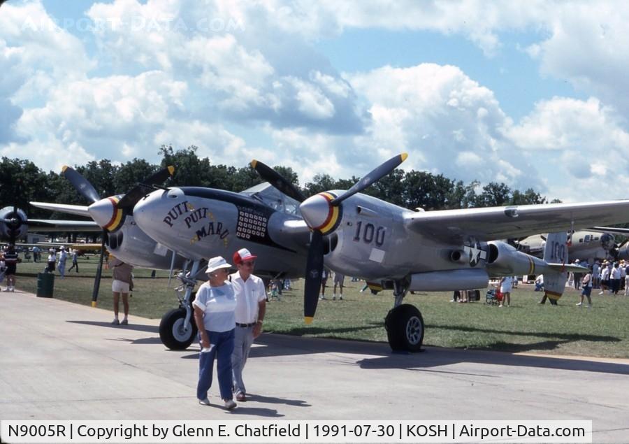 N9005R, 1944 Lockheed P-38M C/N 44-53095, New Paint, new owner, at the EAA Fly In