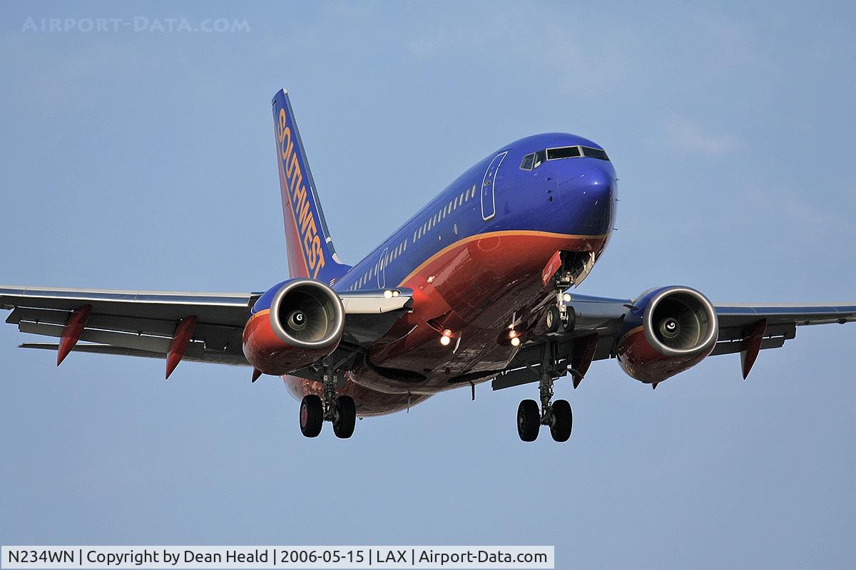 N234WN, 2006 Boeing 737-7H4 C/N 32502, Southwest Airlines N234WN (FLT SWA969) from McCarran Int'l (KLAS) - Las Vegas, Nevada, on short-final for RWY 24R.