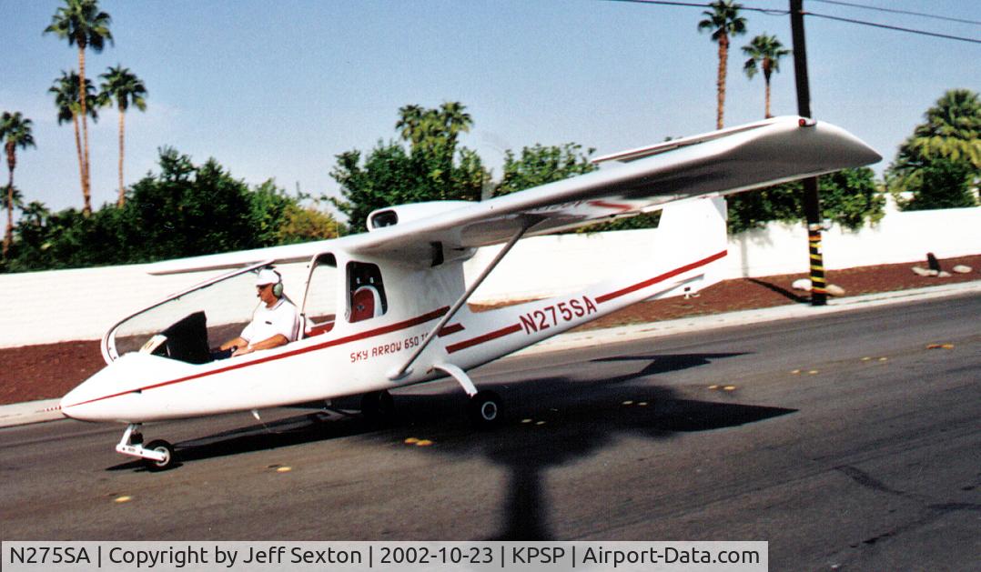 N275SA, 1999 Iniziative Industriali Italiane SKY ARROW 650TCN C/N CN008, Taxiing thru Palm Springs CA to 2002 AOPA Convention