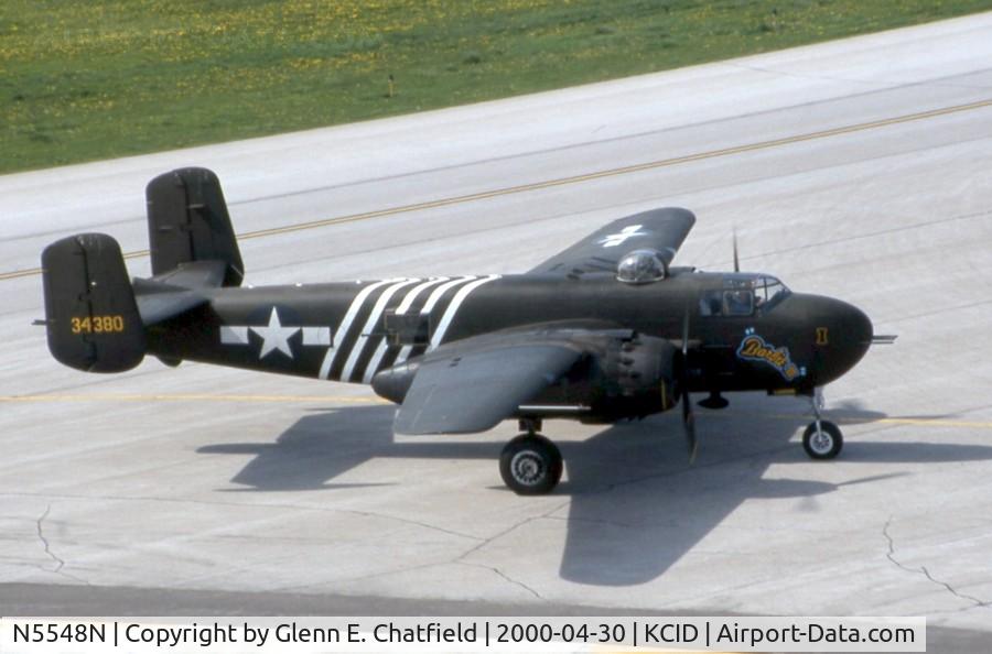 N5548N, 1943 North American B-25H Mitchell C/N 98-21107, Taxiing by the control tower