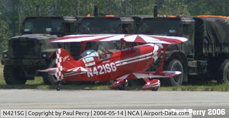 N421SG, 2003 Aviat Pitts S-2C Special C/N 6059, There he goes, almost showtime