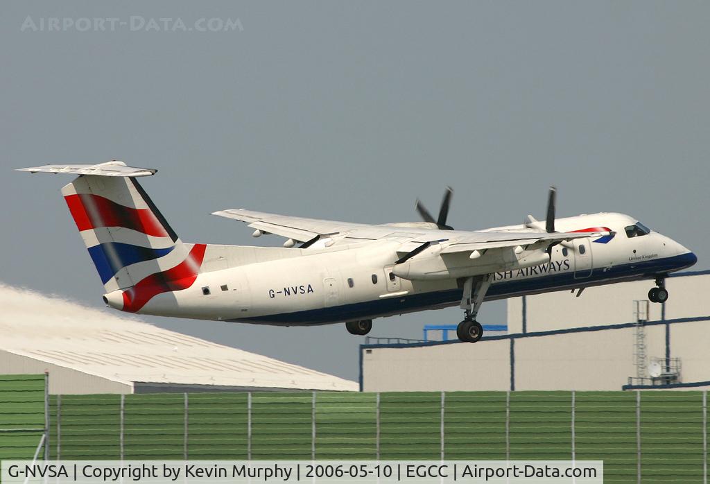 G-NVSA, 1997 De Havilland Canada DHC-8-311 Dash 8 C/N 451, Passing over the engine test bay.