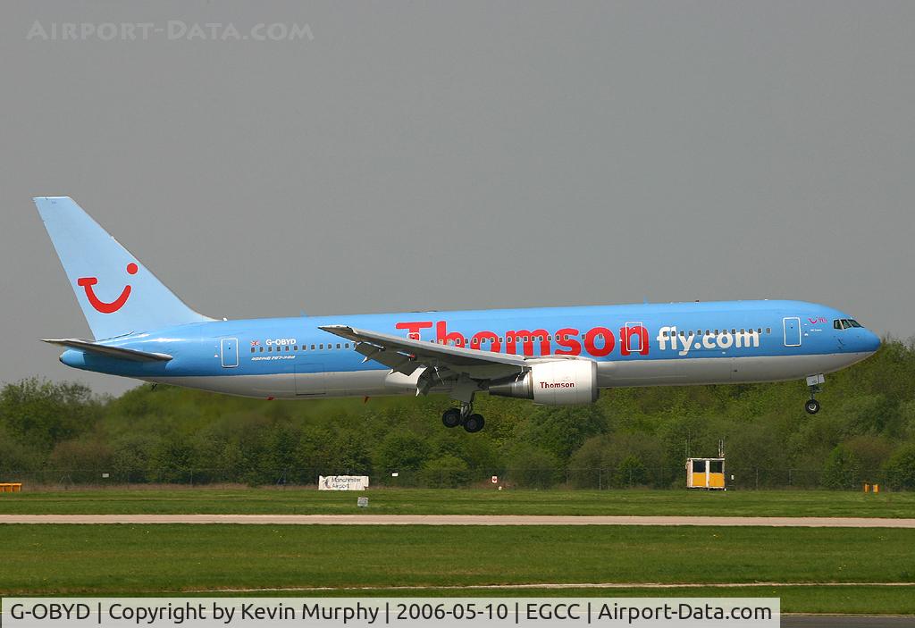 G-OBYD, 1997 Boeing 767-304/ER (BCF) C/N 28042, Thomsonfly 767 coming into 06L.
