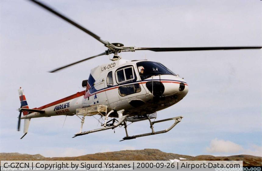 C-GZCN, 1989 Aerospatiale AS-350B-1 Ecureuil C/N 2207, Operated by its former owner, Airlift, in Norway. Registered as LN-OCD in the Norwegian register.