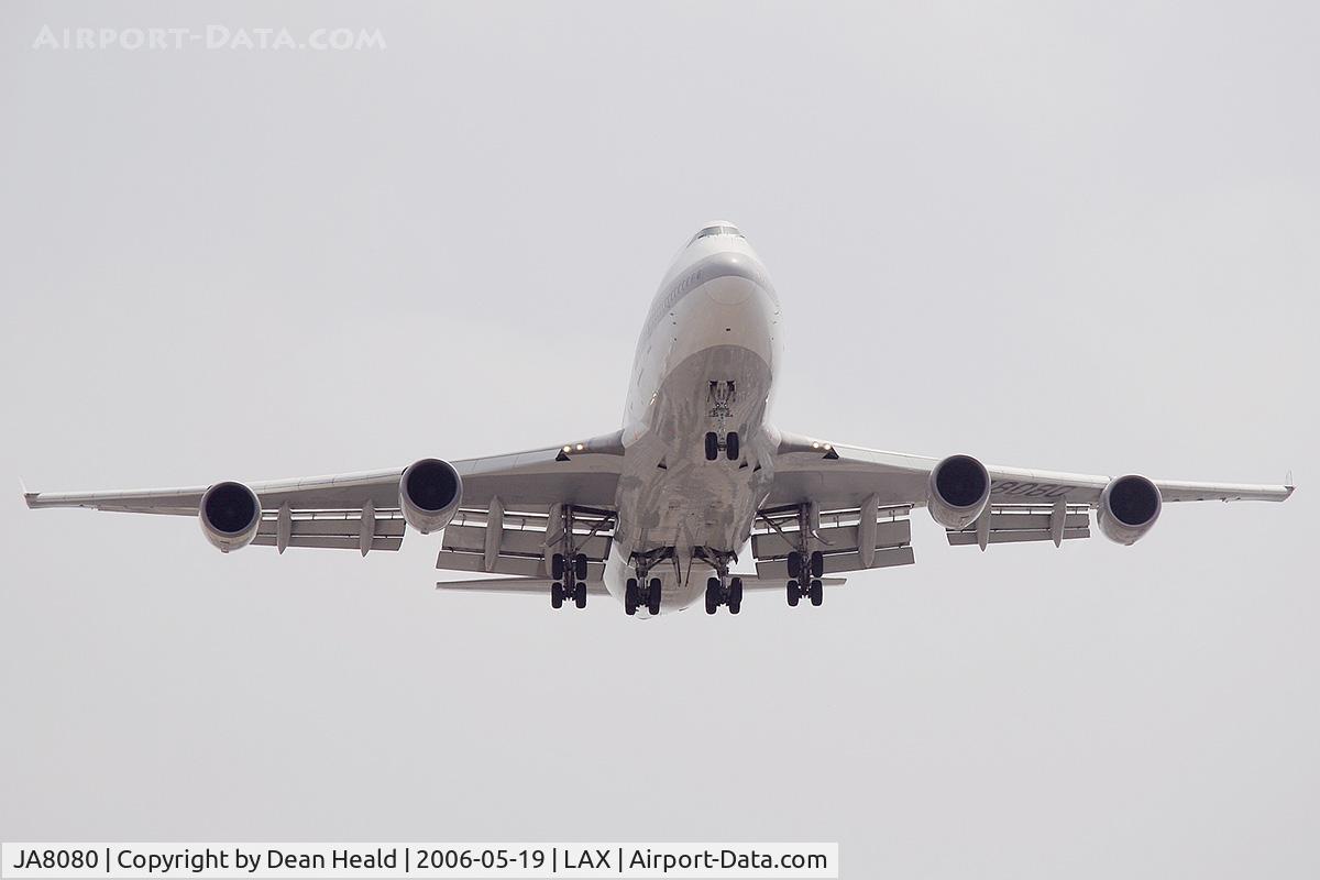 JA8080, 1990 Boeing 747-446 C/N 24886, Japan Airlines JA8080 (FLT JAL62) from Narita Int'l (RJAA) on short-final to RWY 24R.
