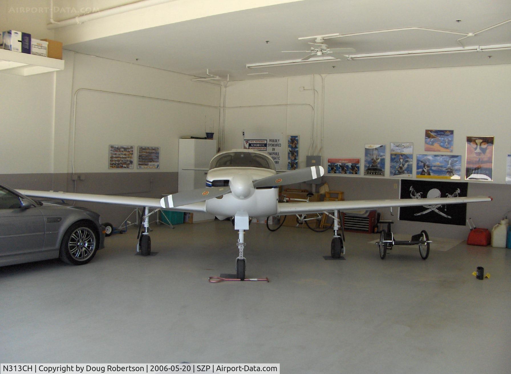 N313CH, 1991 Stoddard-Hamilton Glasair SH-3R C/N 3017, 1991 Hautamaki GLASAIR III SH-3R, Lycoming IO-540, in hangar, Vicki's 'Cruse Missile' Sport Class Reno racer