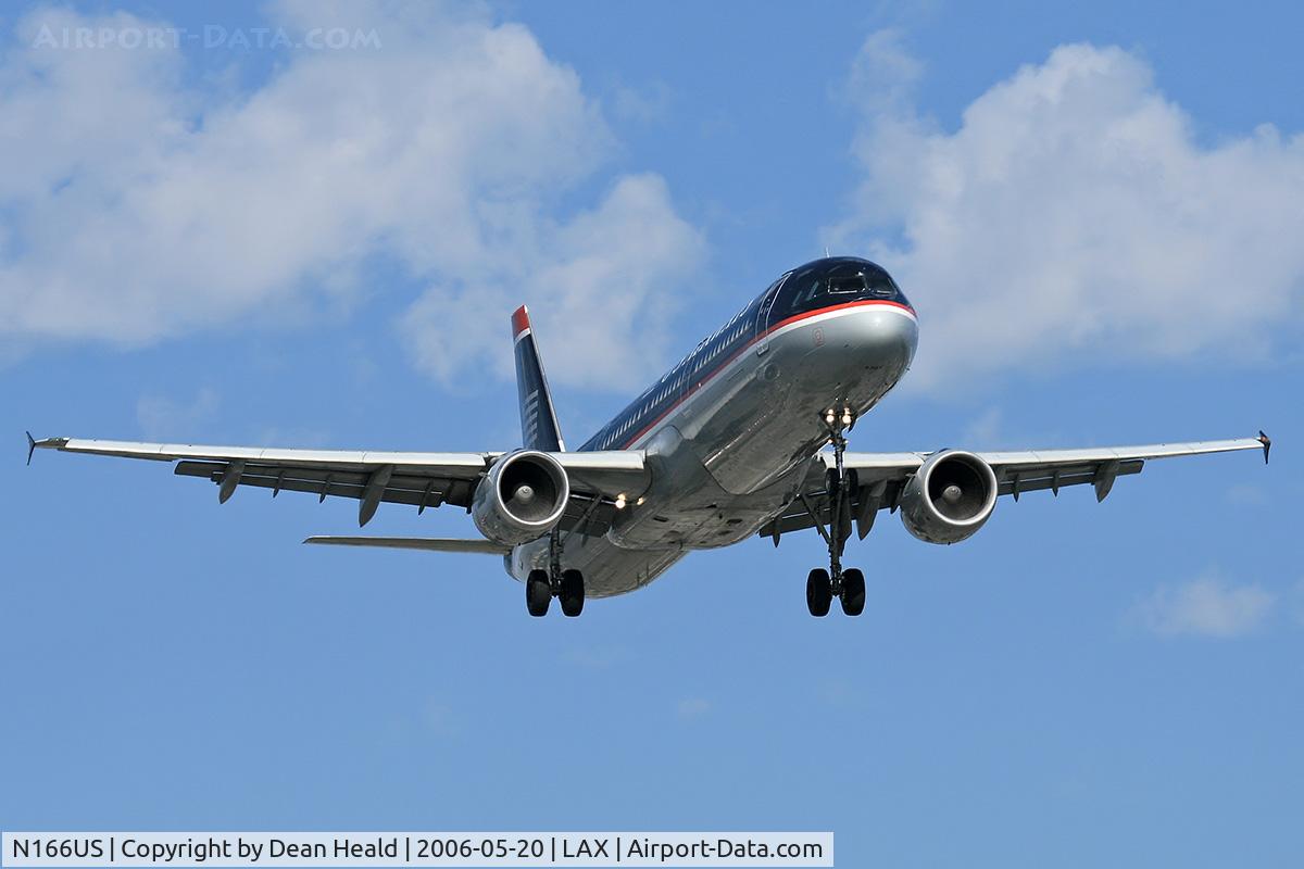 N166US, 2001 Airbus A321-211 C/N 1436, US Airways N166US (FLT USA21) from Philadelphia Int'l (KPHL) on final approach to RWY 24R.