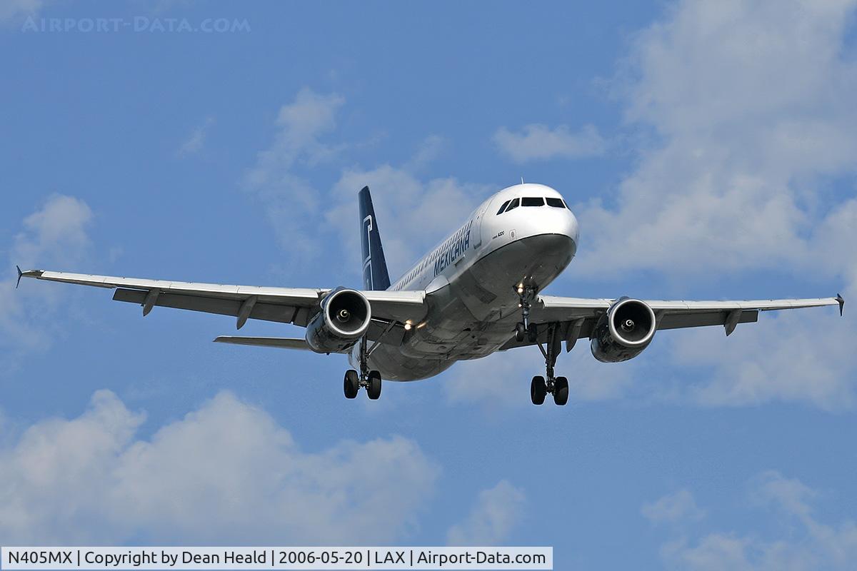 N405MX, 1993 Airbus A320-231 C/N 405, Mexicana N405MX (FLT MXA902) from Licenciado Benito Juarez Int'l (MMMX) on final approach to RWY 24R.