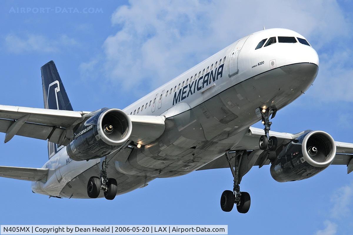 N405MX, 1993 Airbus A320-231 C/N 405, Mexicana N405MX (FLT MXA902) from Licenciado Benito Juarez Int'l (MMMX) on final approach to RWY 24R.
