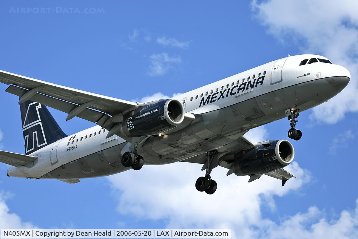 N405MX, 1993 Airbus A320-231 C/N 405, Mexicana N405MX (FLT MXA902) from Licenciado Benito Juarez Int'l (MMMX) on final approach to RWY 24R.