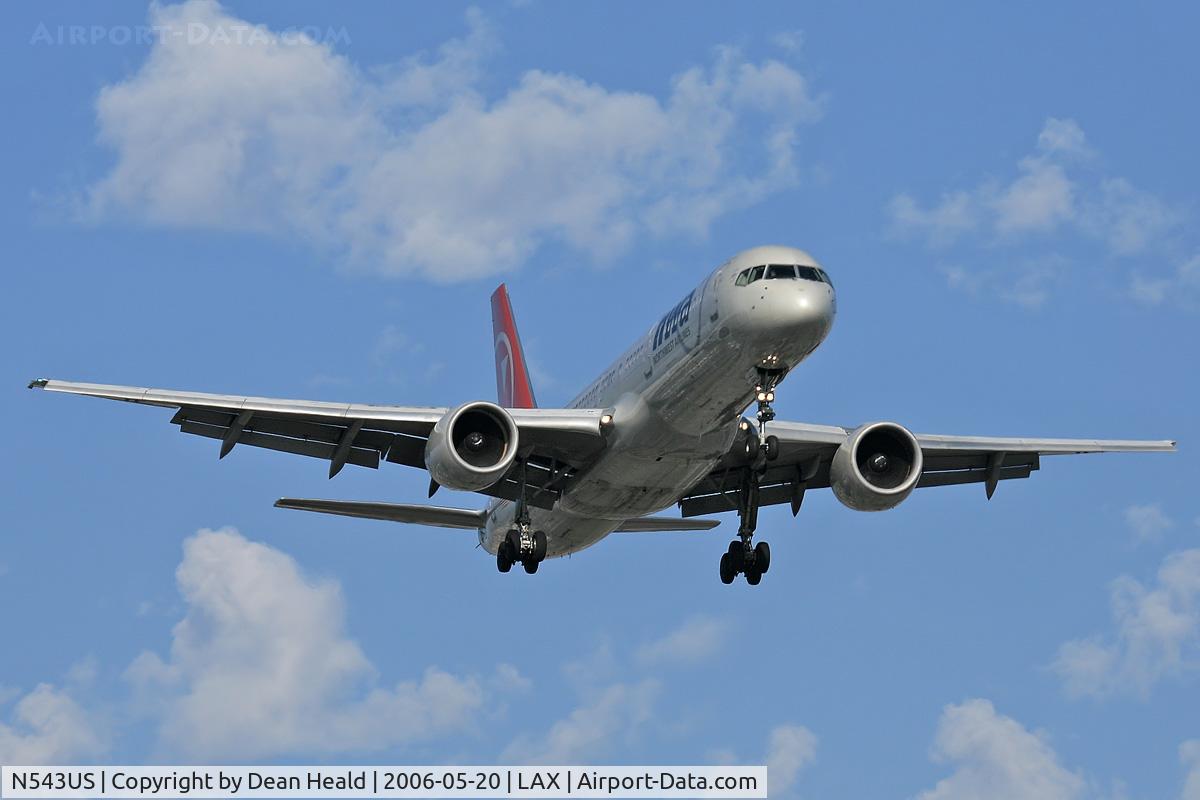 N543US, 1996 Boeing 757-251 C/N 26490, Northwest Airlines N543US (FLT NWA337) from Detroit Metro Wayne County (KDTW) on final approach to RWY 24R.